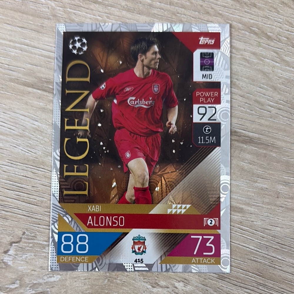 Topps Xabi Alonso Legend Card. Soccer Trading Card.